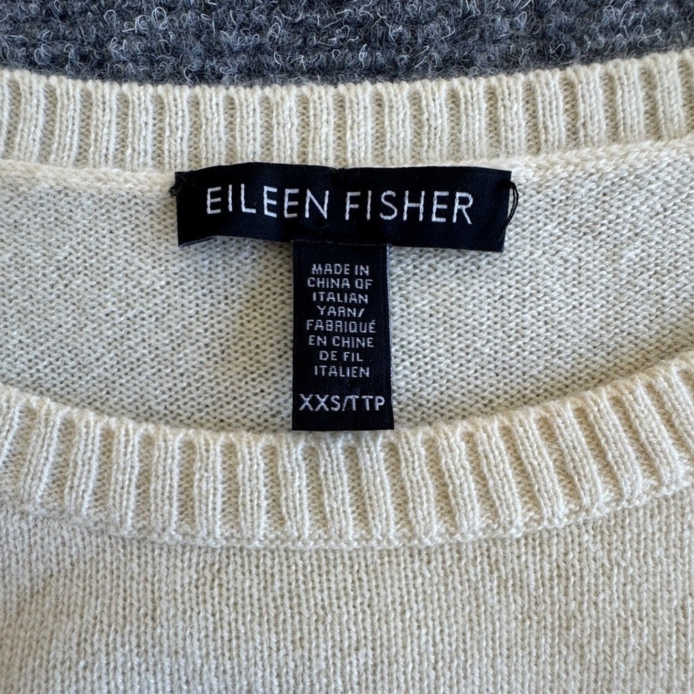 Eileen Fisher Sweater Tunic Cream Cashmere Knit Minimalist Quiet Luxury XXS